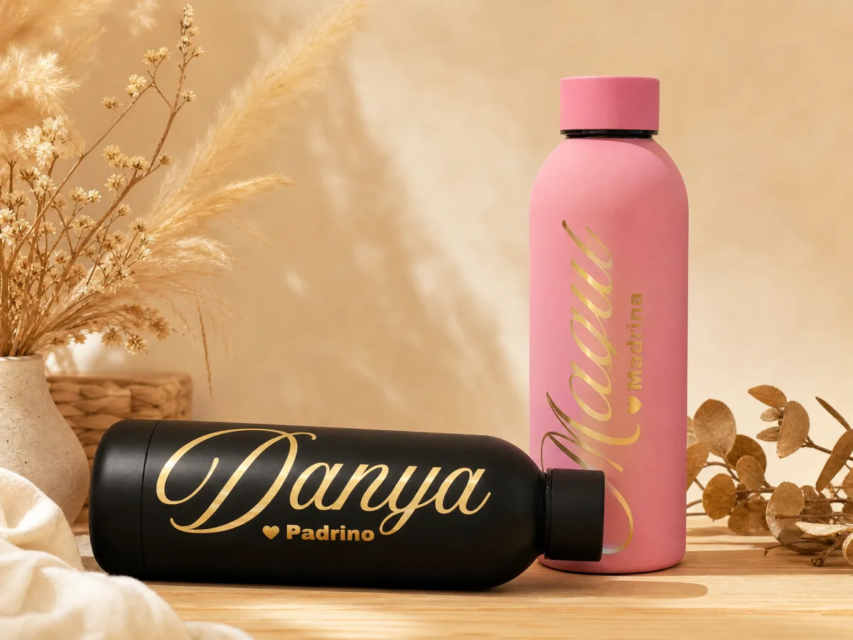 Botellas con vinil dorado